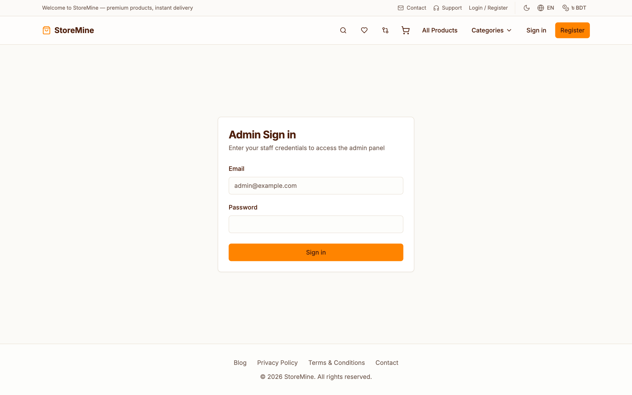 Admin login