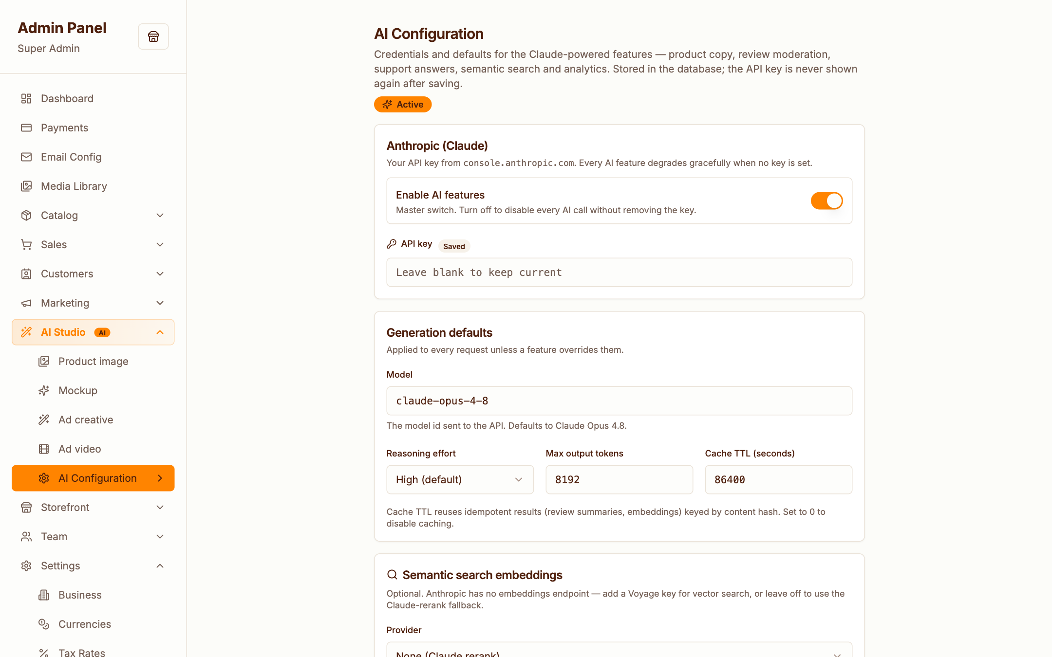 AI settings