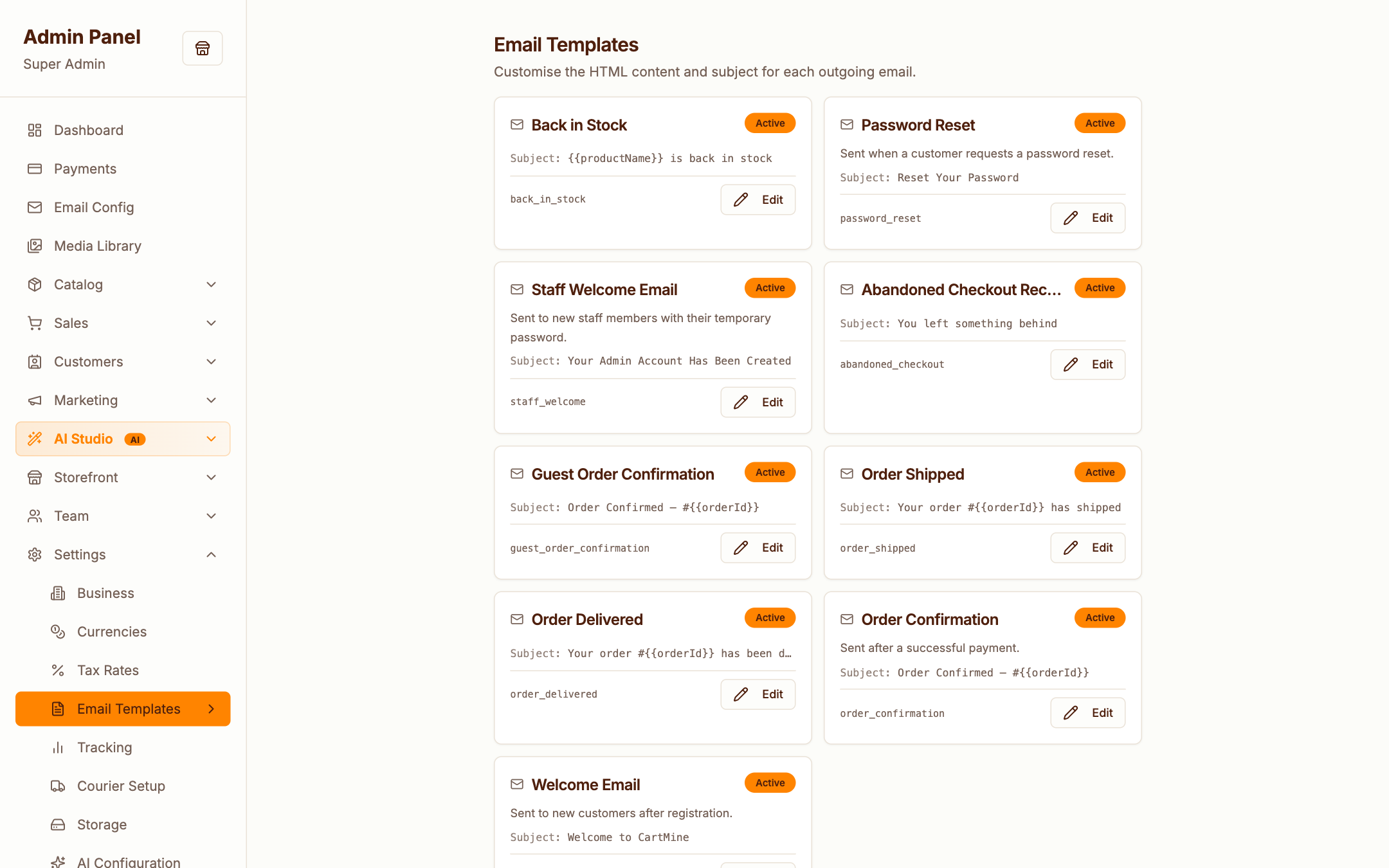 Email templates