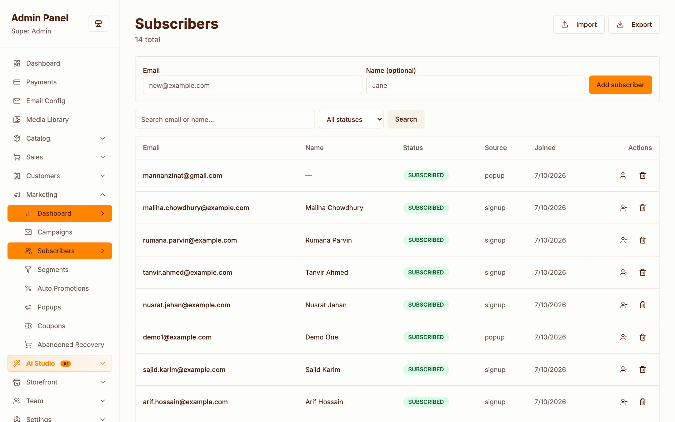 Subscribers