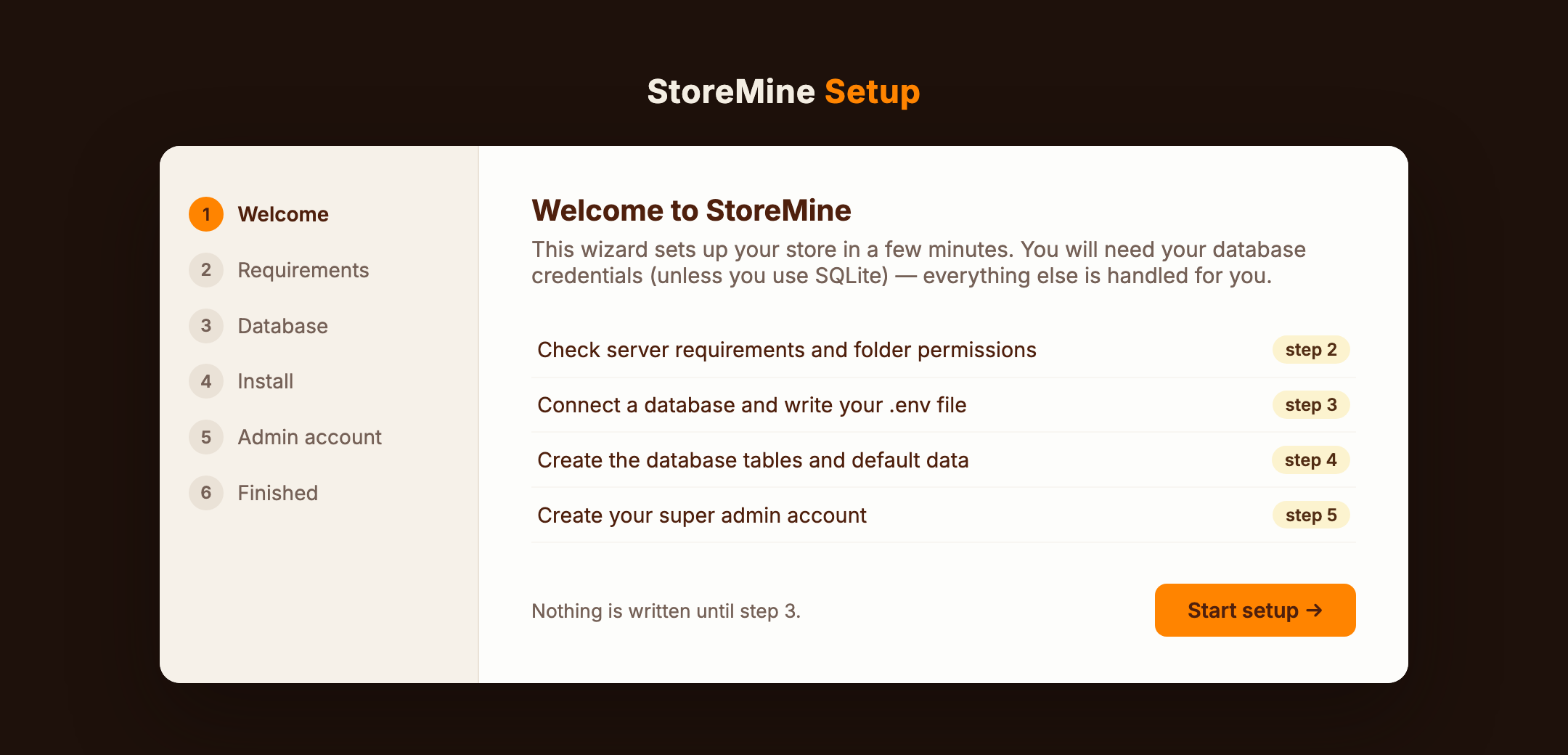 Installer welcome screen